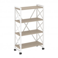 Loft Стеллаж на колесных опорах-4 полки VR.L-MST.K-4.8 Дуб Аттик/Металл Белый 800*400*1334