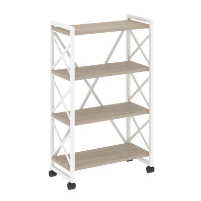 Loft Стеллаж на колесных опорах-4 полки VR.L-MST.K-4.8 Дуб Аттик/Металл Белый 800*400*1334