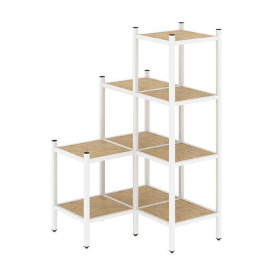 Loft Угловой внутренний стеллаж VR.L-36 Тиквуд Светлый/Металл Белый 862*862*1458