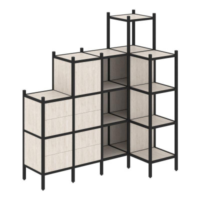 Loft Угловой внутренний стеллаж VR.L-48 Денвер Светлый/Металл Черный 1694*862*1869