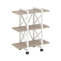 Loft Стеллаж на колесных опорах-3 полки VR.L-MST.K-3.4V Дуб Аттик/Металл Белый 800*400*968
