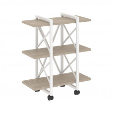 Loft Стеллаж на колесных опорах-3 полки VR.L-MST.K-3.4V Дуб Аттик/Металл Белый 800*400*968