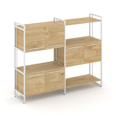 Rift Шкаф комбинированый RF.NS-004 Тиквуд Светлый/Металл Белый/Белый Ручки 1576*396*1286