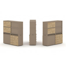 Estetica Набор №25. Тумба двойная+высокая надставка ES.NB.2V-25 Латте/Тиквуд Светлый 1500*410*1520