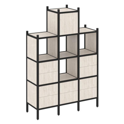 Loft Прямой стеллаж VR.L-18 Денвер Светлый/Металл Черный 1278*446*1869