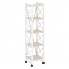 Loft Стеллаж на колесных опорах-5 полок VR.L-MST.K-5.4 Денвер Светлый/Металл Белый 400*400*1704