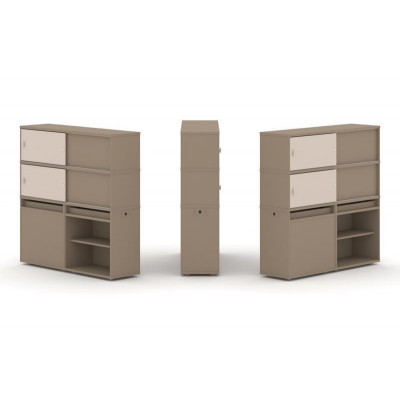 Estetica Набор №23. Тумба двойная+высокая надставка ES.NB.2V-23 Латте/Капучино 1500*410*1520