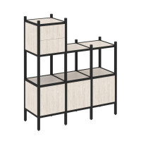 Loft Прямой стеллаж VR.L-13 Денвер Светлый/Металл Черный 1278*446*1458