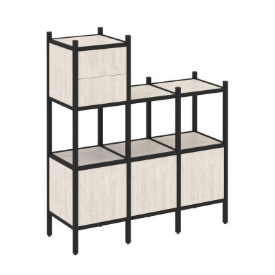 Loft Прямой стеллаж VR.L-13 Денвер Светлый/Металл Черный 1278*446*1458