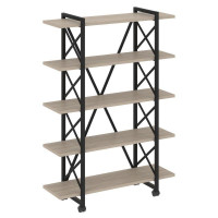 Loft Стеллаж на колесных опорах-5 полок VR.L-MST.K-5.8V Дуб Аттик/Металл Черный 1200*400*1704