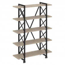 Loft Стеллаж на колесных опорах-5 полок VR.L-MST.K-5.8V Дуб Аттик/Металл Черный 1200*400*1704
