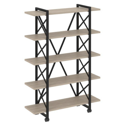 Loft Стеллаж на колесных опорах-5 полок VR.L-MST.K-5.8V Дуб Аттик/Металл Черный 1200*400*1704