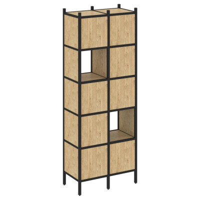 Loft Прямой стеллаж VR.L-05 Тиквуд Светлый/Металл Черный 862*446*2280