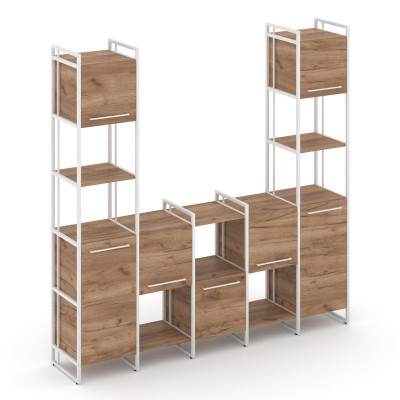 Rift Шкаф комбинированый RF.NS-001 Дуб Табак/Металл Белый/Белый Ручки 2020*396*2010