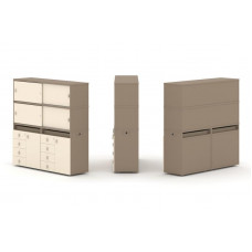 Estetica Набор №5. Тумба двойная+высокая надставка ES.NB.2V-5 Латте/Сатин 1500*410*1520