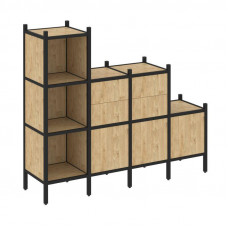 Loft Прямой стеллаж VR.L-17 Тиквуд Светлый/Металл Черный 1694*446*1458