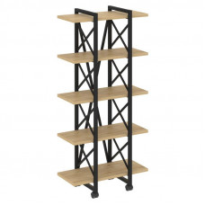 Loft Стеллаж на колесных опорах-5 полок VR.L-MST.K-5.4V Тиквуд Светлый/Металл Черный 800*400*1704