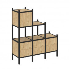 Loft Прямой стеллаж VR.L-12 Тиквуд Светлый/Металл Черный 1278*446*1458