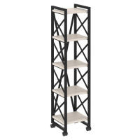 Loft Стеллаж на колесных опорах-5 полок VR.L-MST.K-5.4 Денвер Светлый/Металл Черный 400*400*1704