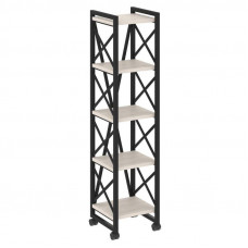 Loft Стеллаж на колесных опорах-5 полок VR.L-MST.K-5.4 Денвер Светлый/Металл Черный 400*400*1704