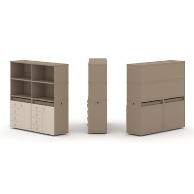 Estetica Набор №4. Тумба двойная+высокая надставка ES.NB.2V-4 Латте/Капучино 1500*410*1520