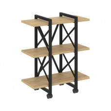 Loft Стеллаж на колесных опорах-3 полки VR.L-MST.K-3.4V Тиквуд Светлый/Металл Черный 800*400*968