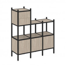 Loft Прямой стеллаж VR.L-13 Дуб Аттик/Металл Черный 1278*446*1458