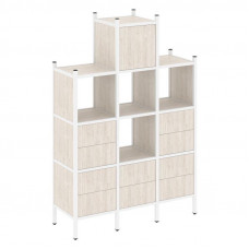 Loft Прямой стеллаж VR.L-18 Денвер Светлый/Металл Белый 1278*446*1869