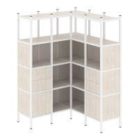 Loft Угловой внутренний стеллаж VR.L-33 Денвер Светлый/Металл Белый 1278*1278*1869