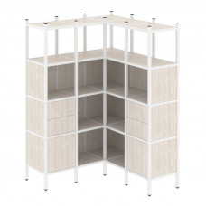 Loft Угловой внутренний стеллаж VR.L-33 Денвер Светлый/Металл Белый 1278*1278*1869