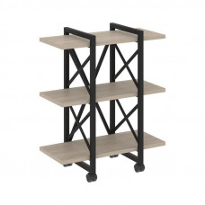 Loft Стеллаж на колесных опорах-3 полки VR.L-MST.K-3.4V Дуб Аттик/Металл Черный 800*400*968