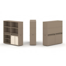Estetica Набор №13. Тумба двойная+высокая надставка ES.NB.2V-13 Латте/Сатин 1500*410*1520