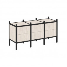 Loft Прямой стеллаж VR.L-06 Денвер Светлый/Металл Черный 1278*446*636