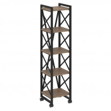 Loft Стеллаж на колесных опорах-5 полок VR.L-MST.K-5.4 Дуб Аризона/Металл Черный 400*400*1704