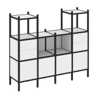 Loft Прямой стеллаж VR.L-14 Белый Бриллиант/Металл Черный 1694*446*1458