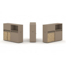 Estetica Набор №19. Тумба двойная+низкая надставка ES.NB.2N-19 Латте/Тиквуд Светлый 1500*410*1135