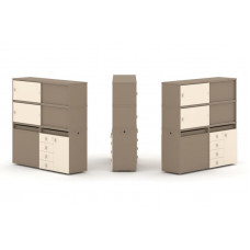 Estetica Набор №25. Тумба двойная+высокая надставка ES.NB.2V-25 Латте/Сатин 1500*410*1520