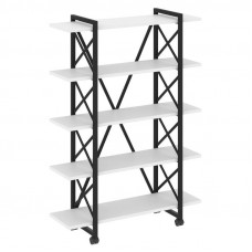Loft Стеллаж на колесных опорах-5 полок VR.L-MST.K-5.8V Белый Бриллиант/Металл Черный 1200*400*1704