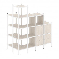 Loft Угловой внешний стеллаж наборный VR.L-58 Денвер Светлый/Металл Белый 862*1694*1869