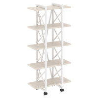 Loft Стеллаж на колесных опорах-5 полок VR.L-MST.K-5.4V Денвер Светлый/Металл Белый 800*400*1704