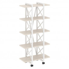 Loft Стеллаж на колесных опорах-5 полок VR.L-MST.K-5.4V Денвер Светлый/Металл Белый 800*400*1704
