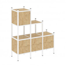 Loft Прямой стеллаж VR.L-12 Тиквуд Светлый/Металл Белый 1278*446*1458