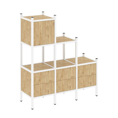 Loft Прямой стеллаж VR.L-12 Тиквуд Светлый/Металл Белый 1278*446*1458