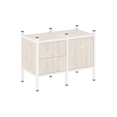 Loft Прямой стеллаж VR.L-01 Денвер Светлый/Металл Белый 862*446*636