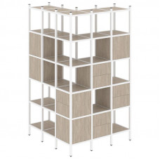 Loft Угловой внешний стеллаж наборный VR.L-53 Дуб Аттик/Металл Белый 1278*1278*2280