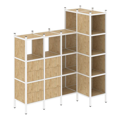 Loft Угловой внутренний стеллаж VR.L-47 Тиквуд Светлый/Металл Белый 1694*862*1869