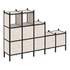 Loft Прямой стеллаж VR.L-19 Денвер Светлый/Металл Черный 2110*446*1458