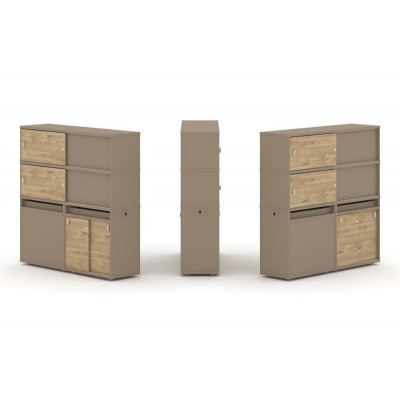 Estetica Набор №27. Тумба двойная+высокая надставка ES.NB.2V-27 Латте/Тиквуд Светлый 1500*410*1520