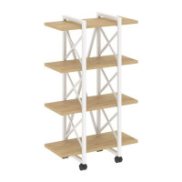 Loft Стеллаж на колесных опорах-4 полки VR.L-MST.K-4.4V Тиквуд Светлый/Металл Белый 800*400*1334