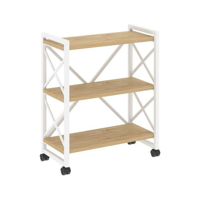 Loft Стеллаж на колесных опорах-3 полки VR.L-MST.K-3.8 Тиквуд Светлый/Металл Белый 800*400*968